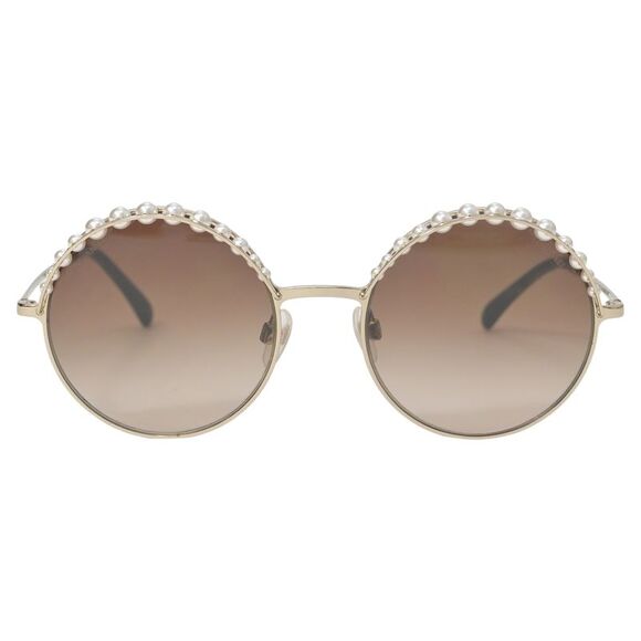 Chanel CH4234H Pearl Round Sunglasses in Gold Metal - Picture 1 of 5